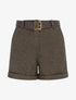 Short droit en feutrine à taille haute et ceinture - Taupe - 1