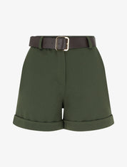 Short à revers ceinturé - Kaki - 1