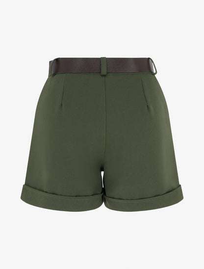 Short à revers ceinturé - Kaki - 2