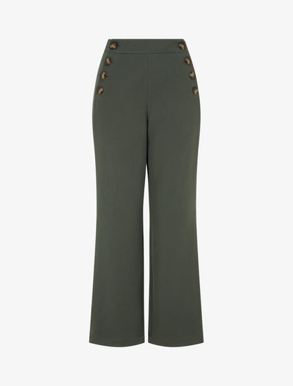 Pantalon uni à fermeture sur les côtés - Kaki - 1