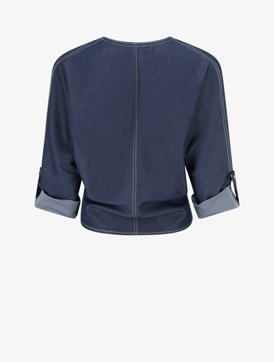 Top droit à nouer - Bleu denim - 2