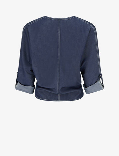 Top droit à nouer - Bleu denim - 2