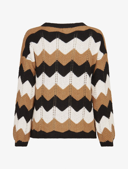 Pull basique zig-zag tricolore - Camel - 2