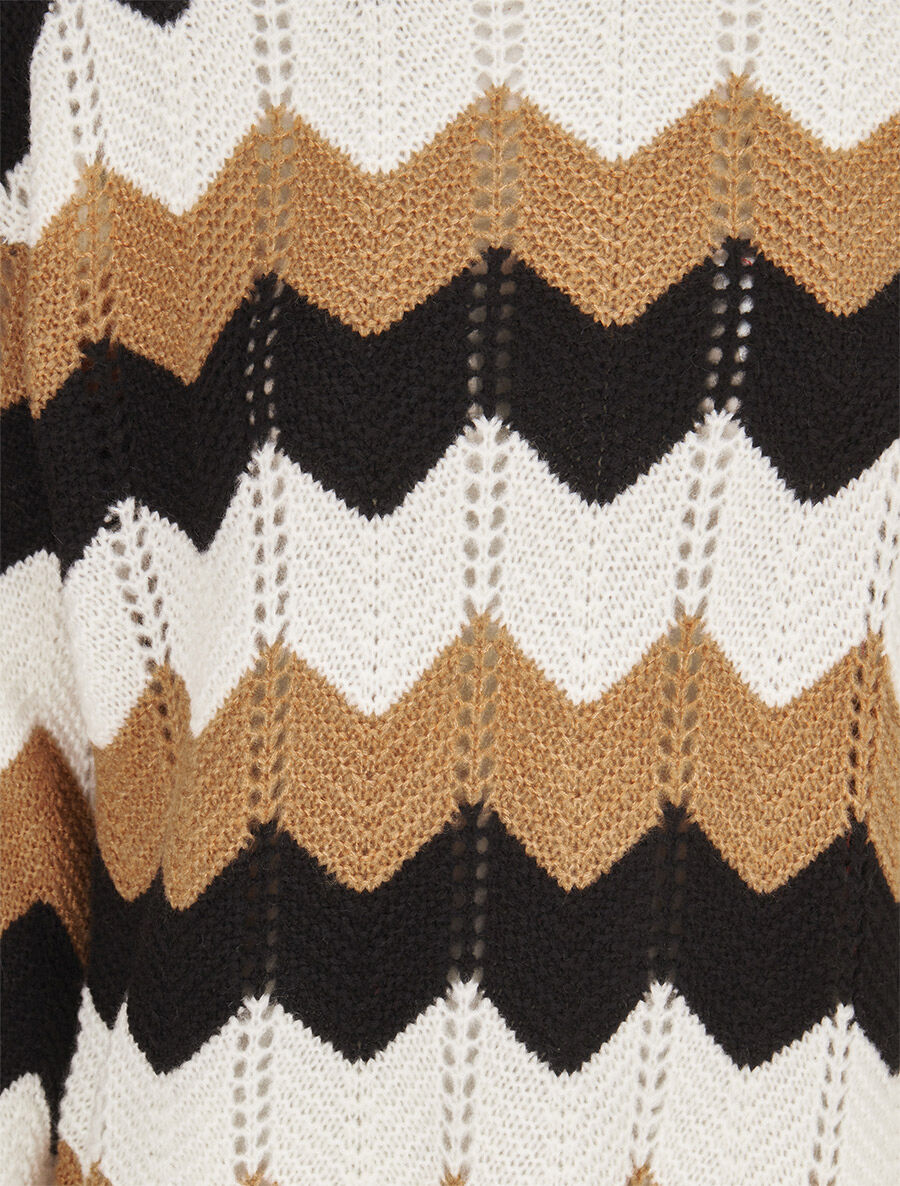 Pull basique zig-zag tricolore - Camel - 3