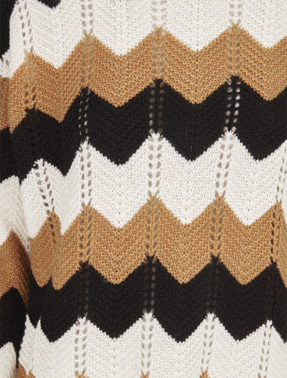 Pull basique zig-zag tricolore - Camel - 3