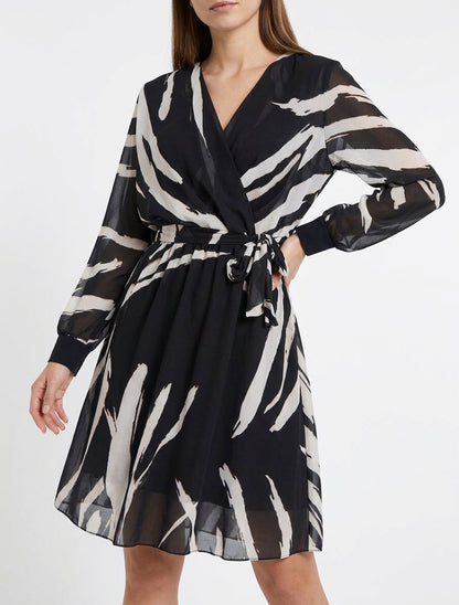 Robe évasée à imprimé abstrait - Noir