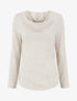 Pull fin uni à dos brodé - Beige - 1