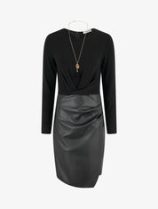 Robe portefeuille bimatière - Noir - 1