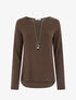 Pull coupe droite à dos en dentelle - Marron - 1