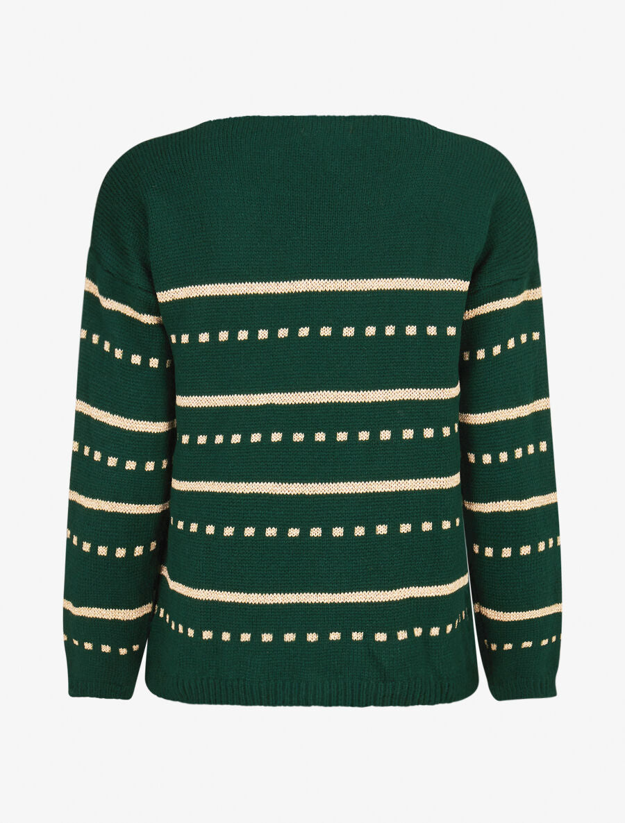 Pull imprimé lignes et points - Vert - 2
