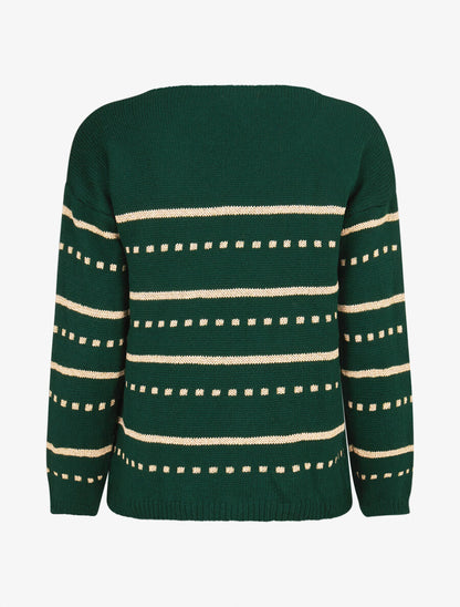 Pull imprimé lignes et points - Vert - 2