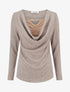 Pull côtelé à col bénitier et bijou - Taupe - 1