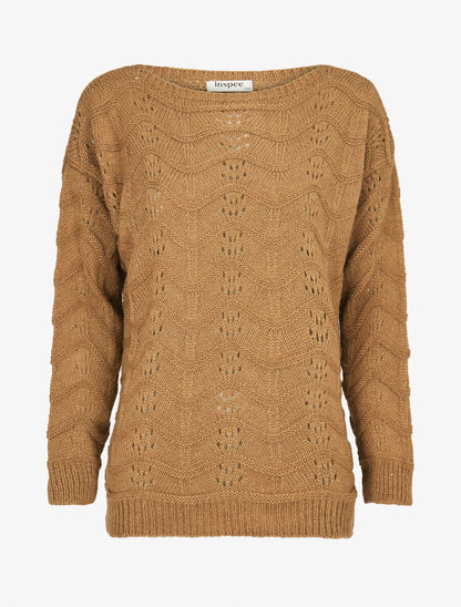 Pull à relief zig-zag et ajouré - Camel - 1
