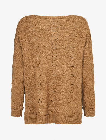 Pull à relief zig-zag et ajouré - Camel - 2