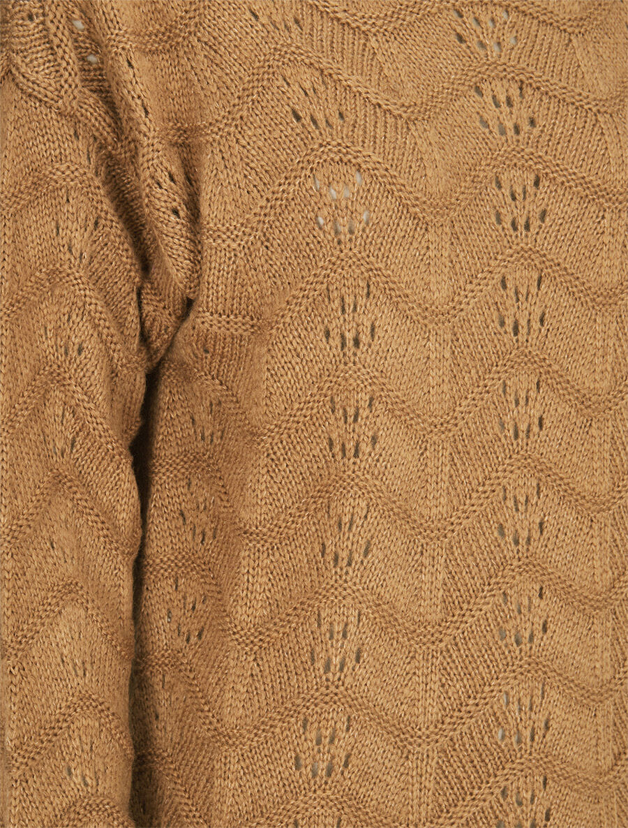 Pull à relief zig-zag et ajouré - Camel - 3