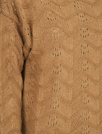 Pull à relief zig-zag et ajouré - Camel - 3