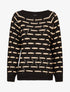 Pull à bandes dorées stylisées - Noir - 4