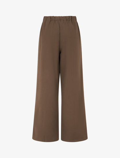 Pantalon ample taille haute à ceinture décorative - Marron clair - 2