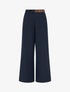 Pantalon ample taille haute à ceinture décorative - Marine - 1