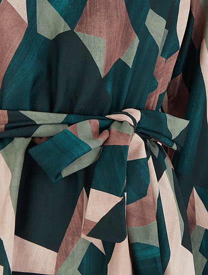 Blouse péplum à imprimé abstrait - Vert sapin - 3