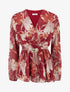 Top cache-coeur imprimé fleurs abstraites à bijou floral - Rouge - 1