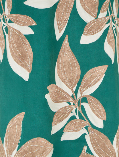 Jupe longue en suédine imprimé feuilles - Vert foncé - 3