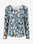 Pull fin à col rond et imprimé galet - Bleu canard - 1