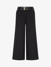 Pantalon ample taille haute à double ceintures - Noir - 1