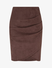 Jupe style portefeuille en suédine - Marron - 1