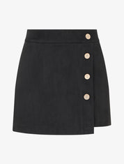 Jupe-short en suédine style portefeuille - Noir - 1