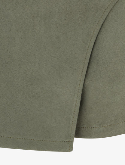Jupe-short en suédine style portefeuille à zip - Kaki - 3