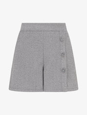 Short en feutrine à taille haute et boutons décoratifs - Gris - 1