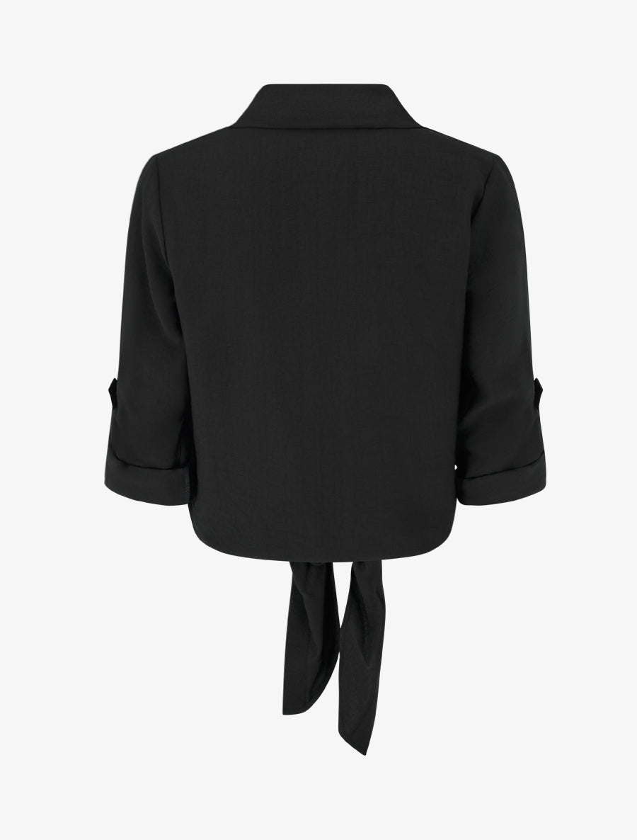 Chemise unie à nouer - Noir - 2