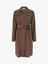 Robe chemise unie à nouer - Marron - 1