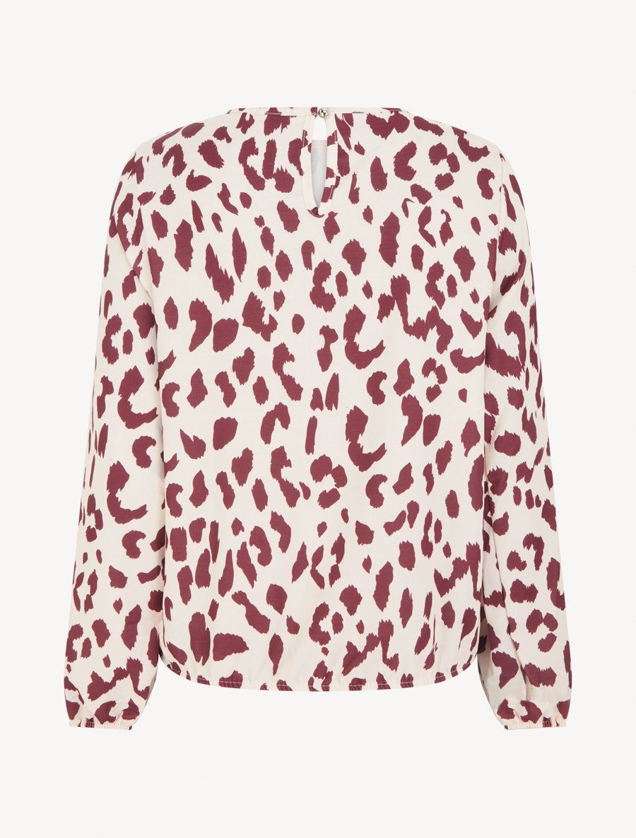 Blouse imprimé vache à col rond - Bordeaux - 2