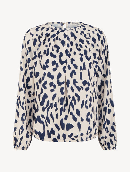 Blouse imprimé vache à col rond - Marine - 1