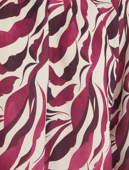Blouse imprimé abstrait à col rond - Prune - 3