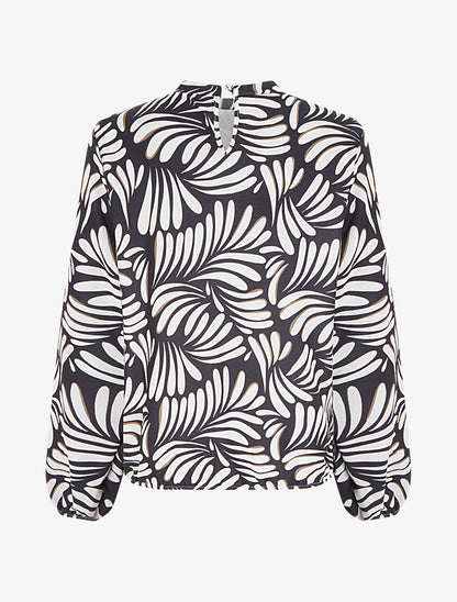 Blouse imprimé fantaisie coupe boule - Noir - 2