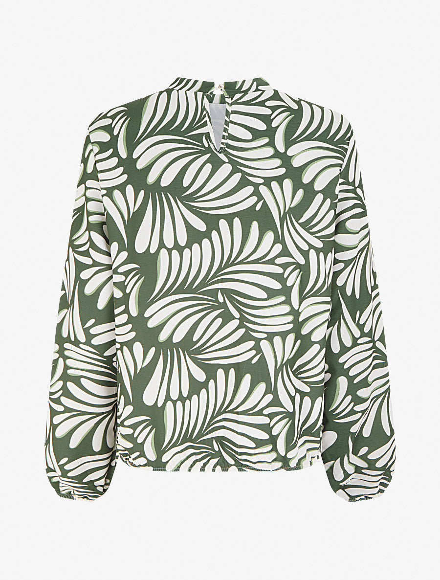 Blouse imprimé fantaisie coupe boule - Kaki - 2