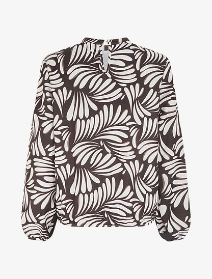 Blouse imprimé fantaisie coupe boule - Marron - 2