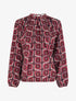 Blouse satiné imprimé rétro - Lie de vin - 1