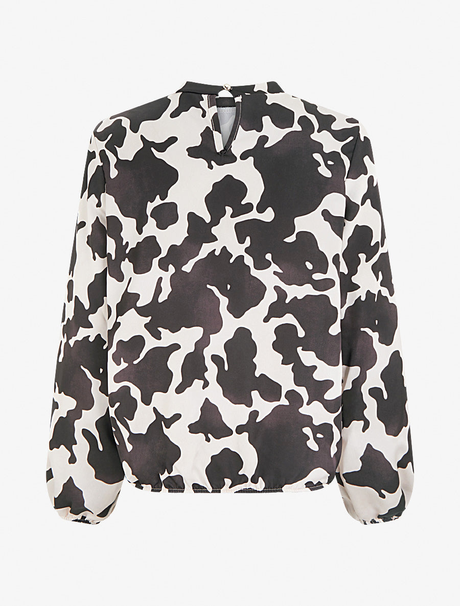 Blouse satiné imprimé vache - Chocolat - 2