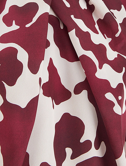 Blouse satiné imprimé vache - Lie de vin - 3