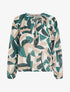 Blouse en voile imprimé abstrait coupe boule - Vert - 1