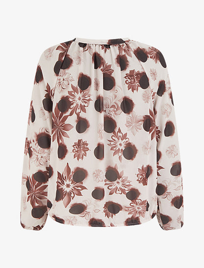 Blouse en voile imprimé floral coupe boule - Marron - 2