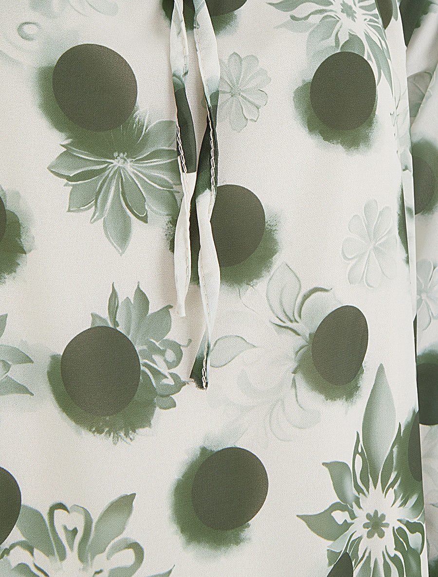 Blouse en voile imprimé floral coupe boule - Kaki - 3