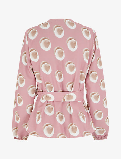 Blouse style portefeuille imprimé fantaisie - Vieux rose - 2
