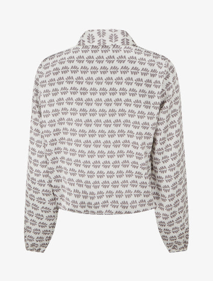 Top boule satiné à col noeud et imprimé graphique - Taupe - 2