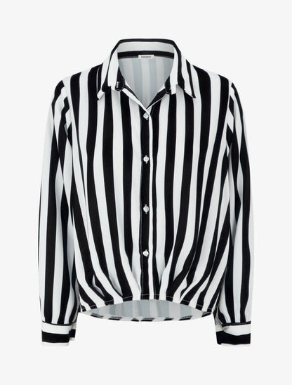 Blouse style chemise à rayures - Noir - 1