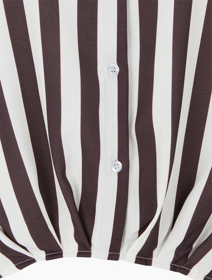 Blouse style chemise à rayures - Marron - 3
